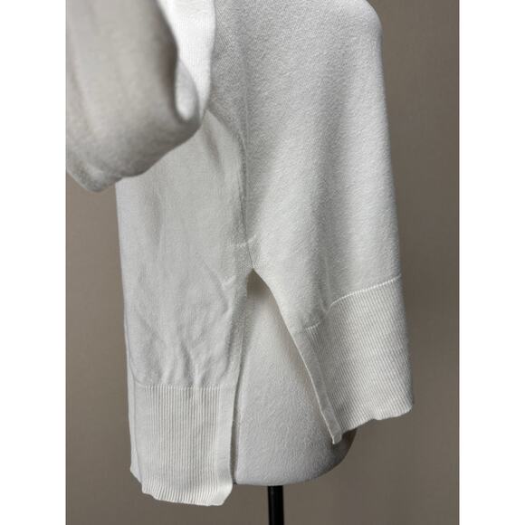 Calia Women's Pointelle Long Sleeve in Creamy White Sz M Boxy Side Slits Cropped - Picture 5 of 15